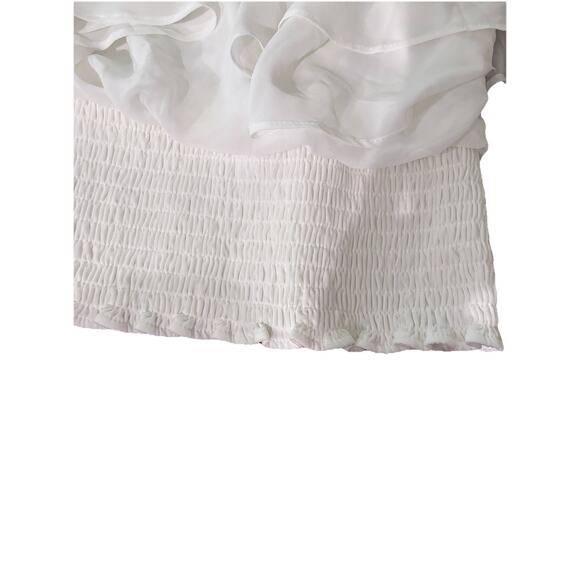 Sam & Jess White Sheer Flowing Blouse Large Bell Sleeves Round N Stretchy Bottom - Picture 3 of 7